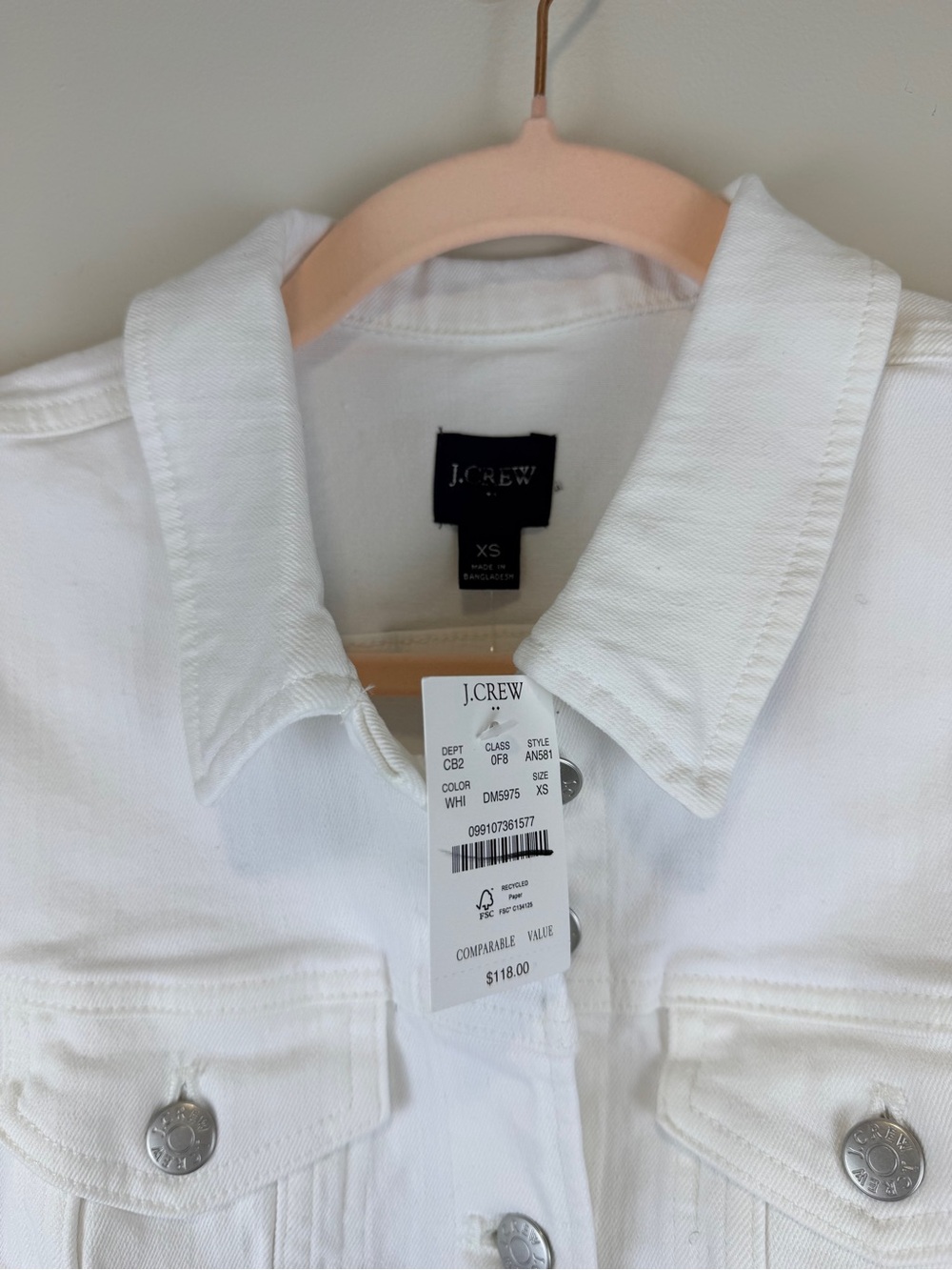 J. Crew White Denim Trucker Jacket - Picture 2 of 3